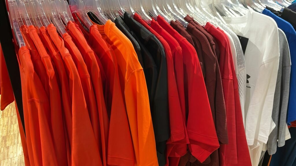 Capsule wardrobe clothing rack for a week of work outfits